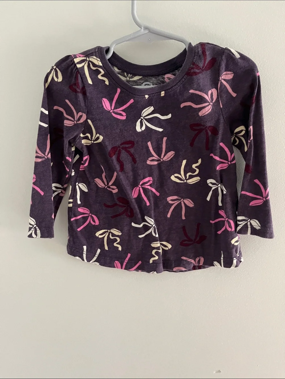 GAP Purple Long-Sleeve Tee with Bow Print